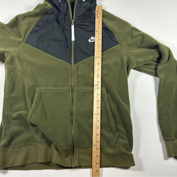 Nike Hoodie Men Medium Olive Green Full Zip Sportswear Fleece Windrunner Jacket - Picture 5 of 8